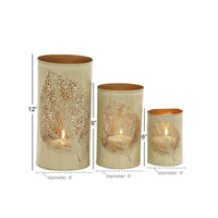 DecMode 3 Holder Gold Metal Leaf Decorative Candle Lantern, Set of 3 EasyOptionXY LLC