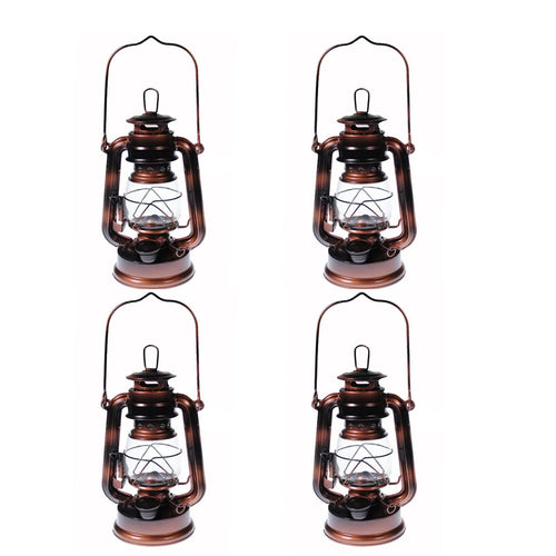 Lot of 4 - Hurricane Kerosene Oil Lantern Emergency Hanging Light Lamp - Brass - 8 Inch EasyOptionXY LLC