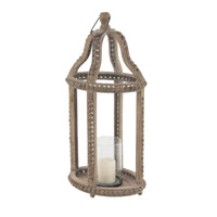 DecMode Brown Reclaimed Wood Beaded Decorative Candle Lantern EasyOptionXY LLC