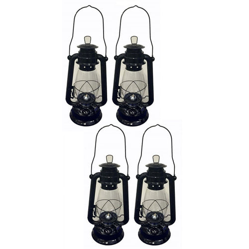 Lot of 4 - 12 Inch Black Hurricane Kerosene Lantern Light Table Decorative Lamp EasyOptionXY LLC