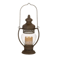 DecMode Brown Metal Decorative Candle Lantern with Handle EasyOptionXY LLC