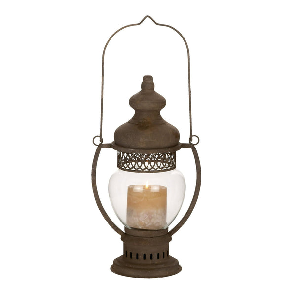 DecMode Brown Metal Decorative Candle Lantern with Handle EasyOptionXY LLC