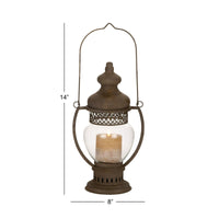 DecMode Brown Metal Decorative Candle Lantern with Handle EasyOptionXY LLC