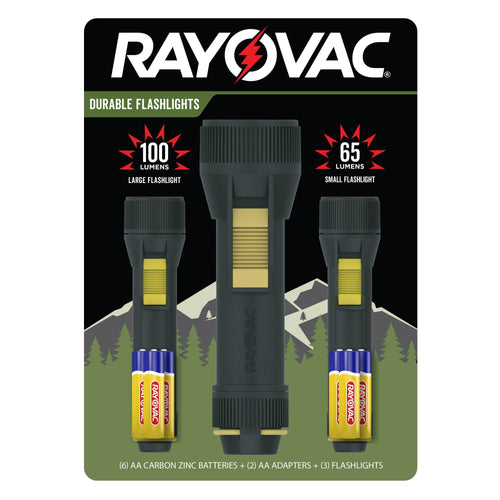 Rayovac Camping LED Bulb Flashlights, 100 & 65 Lumens, 3-Pack, AA Size Batteries Included EasyOptionXY LLC
