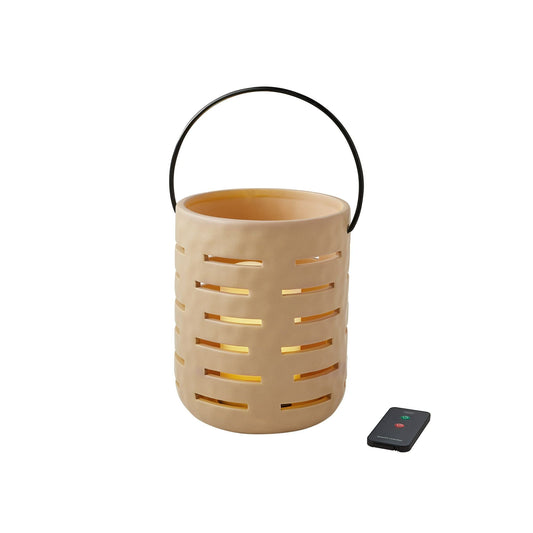 Better Homes & Gardens Small Linen Beige Battery Operated Outdoor Ceramic Lantern with Removable LED Candle by Dave & Jenny Marrs EasyOptionXY LLC