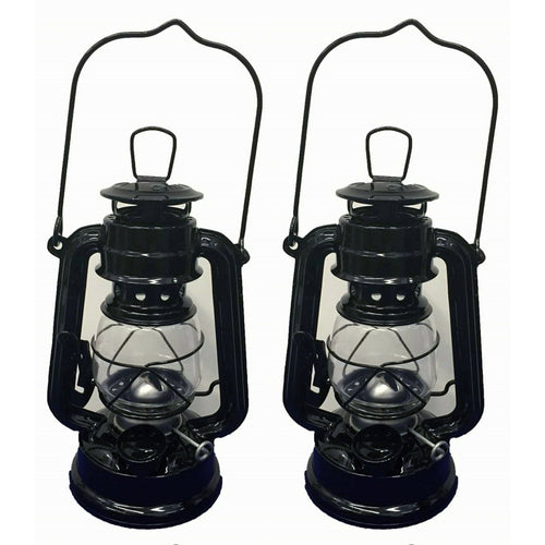 Lot of 2 - 8 Inch Black Hurricane Kerosene Oil Lantern Hanging Light / Lamp EasyOptionXY LLC