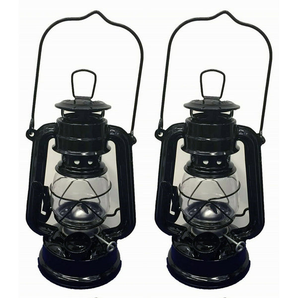 Lot of 2 - 8 Inch Black Hurricane Kerosene Oil Lantern Hanging Light / Lamp EasyOptionXY LLC
