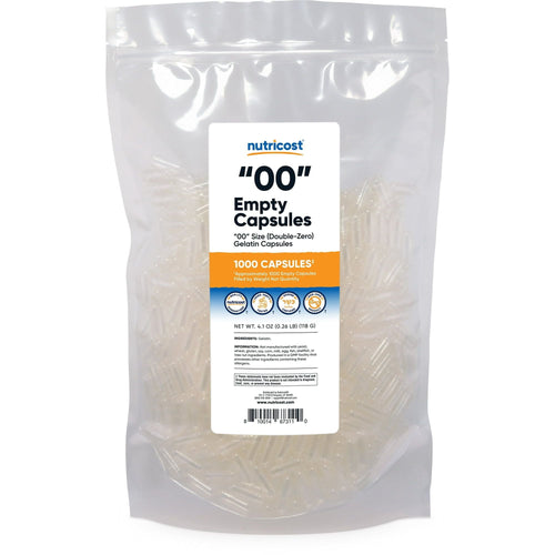 Nutricost Empty Capsules Gelatin Size 00 - 1,000 Clear Empty 00 Gelatin Supplement Capsules EasyOptionXY LLC