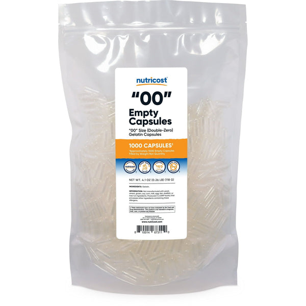 Nutricost Empty Capsules Gelatin Size 00 - 1,000 Clear Empty 00 Gelatin Supplement Capsules EasyOptionXY LLC