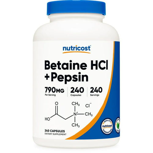 Nutricost Betaine HCl + Pepsin 790mg, 240 Capsules - Gluten Free & Non-GMO Supplement EasyOptionXY LLC