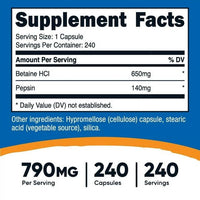 Nutricost Betaine HCl + Pepsin 790mg, 240 Capsules - Gluten Free & Non-GMO Supplement EasyOptionXY LLC