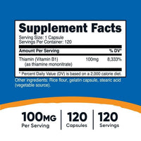 Nutricost Vitamin B1 (Thiamine) 100mg, 120 Capsules - Gluten Free and Non-GMO EasyOptionXY LLC