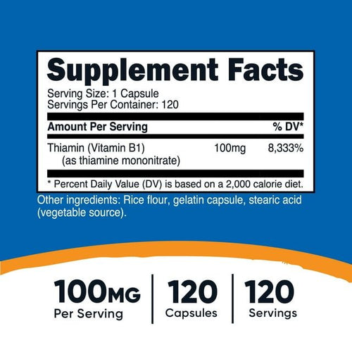 Nutricost Vitamin B1 (Thiamine) 100mg, 120 Capsules - Gluten Free and Non-GMO EasyOptionXY LLC