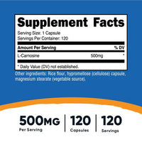 Nutricost L-Carnosine Supplement 500mg, 120 Capsules - Gluten Free, Non-GMO EasyOptionXY LLC