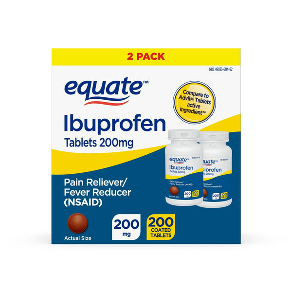 Equate Ibuprofen Pain Reliever/Fever Reducer Tablets; 200 mg; 200 Count; 2 Pack EasyOptionXY LLC