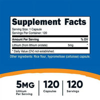 Nutricost Lithium Orotate 5mg, 120 Capsules - Non-GMO, Gluten Free, Supplement EasyOptionXY LLC