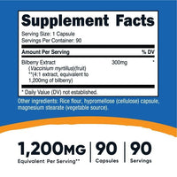 Nutricost Bilberry Capsules 1200mg Equivalent (90 Vegetarian Capsules) - Non-GMO Supplement EasyOptionXY LLC