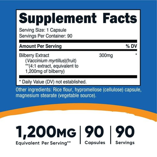 Nutricost Bilberry Capsules 1200mg Equivalent (90 Vegetarian Capsules) - Non-GMO Supplement EasyOptionXY LLC