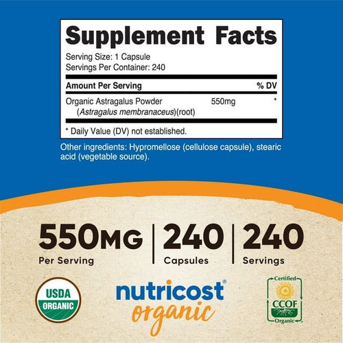 Nutricost Astragalus Capsules 550mg, 240 Capsules - Vegetarian, Non-GMO and Gluten Free Supplement EasyOptionXY LLC