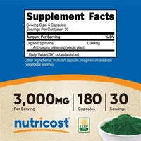 Nutricost Spirulina 3,000mg, 180 Capsules - Supplement Made With Organic Spirulina EasyOptionXY LLC