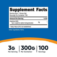 Nutricost Arginine AKG Powder 300 Grams (AAKG), 100 Servings - Non-GMO, Supplement EasyOptionXY LLC