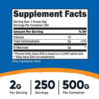 Nutricost D-Mannose Powder 500gms, 2g Serving - Non-GMO Supplement EasyOptionXY LLC