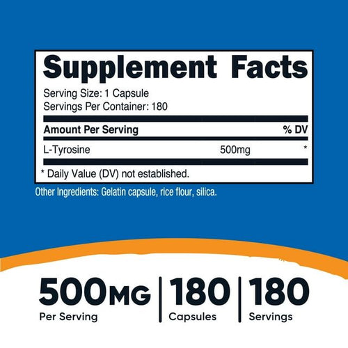 Nutricost L-Tyrosine 500mg, 180 Capsules - Non-GMO & Gluten Free Supplement EasyOptionXY LLC