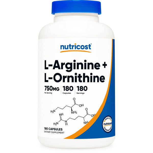 Nutricost L-Arginine L-Ornithine 750mg, 180 Capsules, Supplement EasyOptionXY LLC