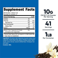 Nutricost C8 MCT Oil Powder 1LB (16oz) (Vanilla) - 95% C8 MCT Oil Powder Supplement EasyOptionXY LLC