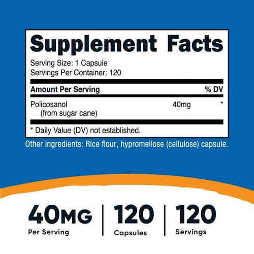 Nutricost Policosanol 40mg, 120 Capsules - Gluten Free, Non-GMO, Supplement EasyOptionXY LLC