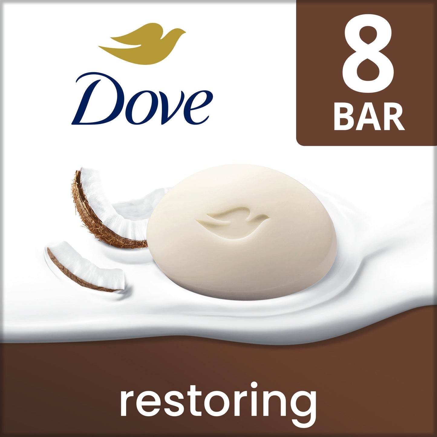 Dove Beauty Bar Soap for Women Restoring Coconut & Cocoa Butter All Skin, 3.75 oz 8 Bars