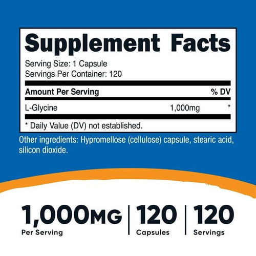 Nutricost L-Glycine 1000mg, 120 Capsules, Vegetarian, Non-GMO and Gluten Free Supplement EasyOptionXY LLC