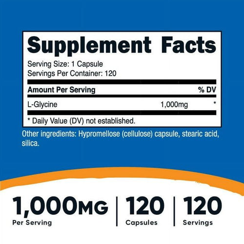 Nutricost L-Glycine 1000mg, 120 Capsules, Vegetarian, Non-GMO and Gluten Free Supplement EasyOptionXY LLC