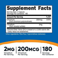 Nutricost Vanadium With Chromium Supplement 2mg 180 Vegetarian Capsules EasyOptionXY LLC