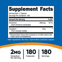 Nutricost Vanadium With Chromium Supplement 2mg 180 Vegetarian Capsules EasyOptionXY LLC