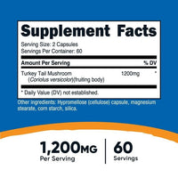 Nutricost Turkey Tail Mushroom Capsules 1200mg, 60 Servings (120 Capsules) Supplement EasyOptionXY LLC