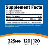 Nutricost Iodine (Natural Iodine from Organic Sea Kelp) 325mcg, 120 Capsules, Supplement EasyOptionXY LLC