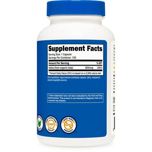 Nutricost Iodine (Natural Iodine from Organic Sea Kelp) 325mcg, 120 Capsules, Supplement EasyOptionXY LLC