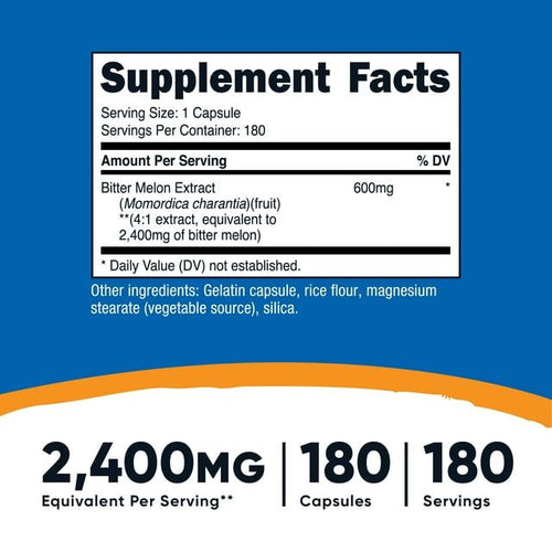 Nutricost Bitter Melon Supplement 600mg, 180 Capsules EasyOptionXY LLC