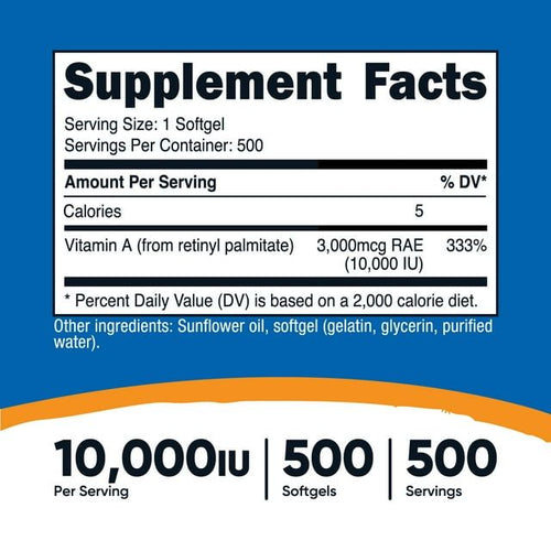 Nutricost Vitamin A 10,000 IU, 500 Soft Gel Supplement EasyOptionXY LLC