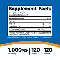 Nutricost Coconut Oil Softgels 1000mg, 120 Softgels, Gluten Free and Non-GMO Supplement EasyOptionXY LLC