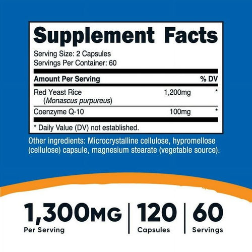 Nutricost Red Yeast Rice with CoQ10 1300mg, 120 Capsules, 60 Servings - Non-GMO, Gluten Free Supplement EasyOptionXY LLC