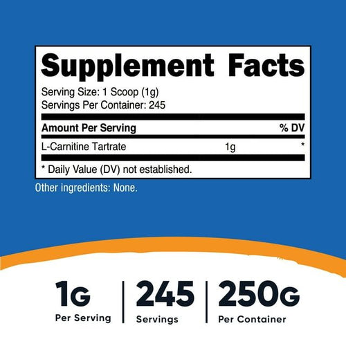 Nutricost L-Carnitine Tartrate 500mg, 120 Capsules (60 Servings) Supplement EasyOptionXY LLC