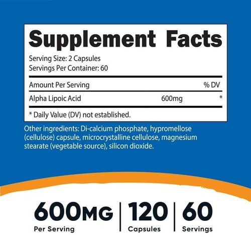 Nutricost Alpha Lipoic Acid 600mg Per Serving 120 Capsules, 60 Servings - Non-GMO Supplement EasyOptionXY LLC