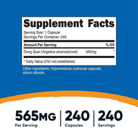 Nutricost Dong Quai 565mg, 240 Capsules (Angelica Sinensis) Supplement EasyOptionXY LLC