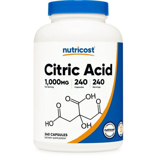 Nutricost Citric Acid 1000mg (1 Gram), 240 Capsules - Gluten Free, Non-GMO Supplement EasyOptionXY LLC