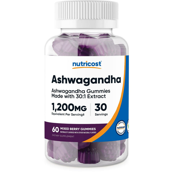Nutricost Ashwagandha Supplement Gummies 1200mg Equivalent (Mixed Berry), 60 Gummies, 30 Servings EasyOptionXY LLC