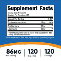 Nutricost Zinc Carnosine 86mg, 120 Capsules - Non-GMO, Gluten Free Supplement EasyOptionXY LLC