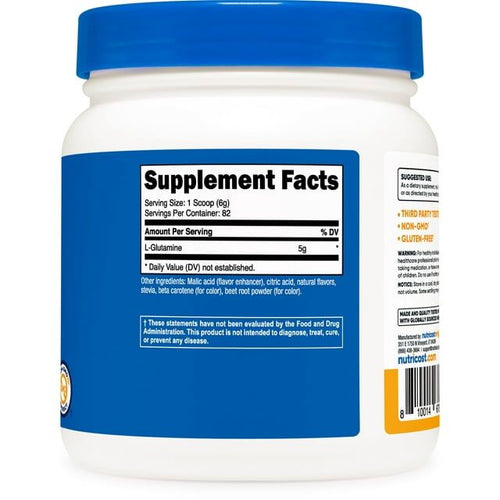 Nutricost L-Glutamine Powder Sweetened with Stevia (500 Grams / 5 Grams L-Glutamine Per Serving/Peach Mango) | L-Glutamine Supplement for Gut Support - Gluten Free, Non-GMO EasyOptionXY LLC