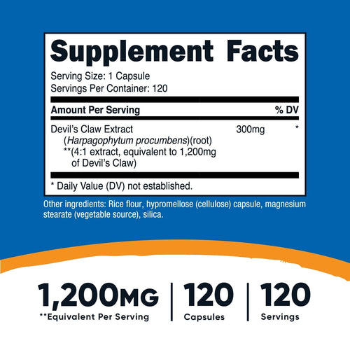 Nutricost Devils Claw 1200mg Equivalent, 120 Capsules - Veggie Caps, Non-GMO, Gluten Free, and Vegetarian Friendly EasyOptionXY LLC